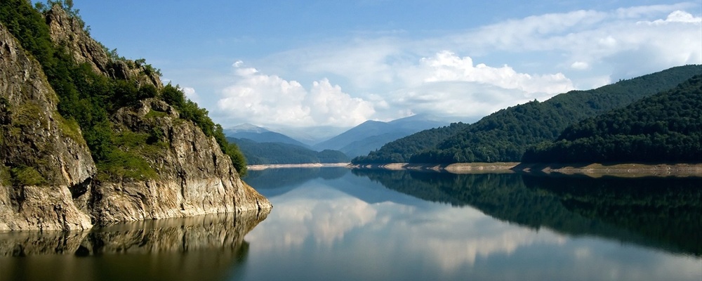 Vidraru lake and the Fagaras Mountains